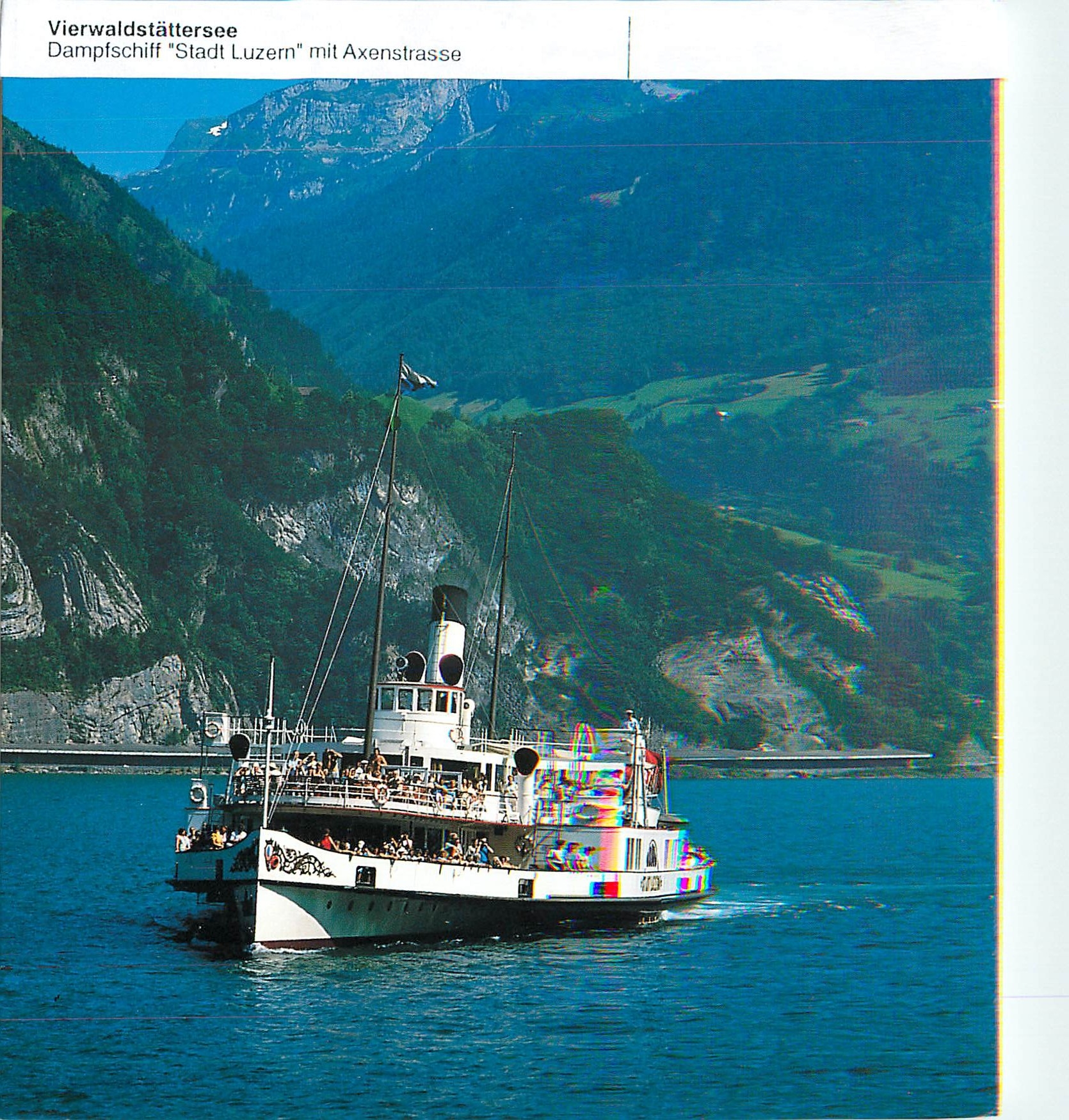 CPM Vierwaldstattersee Dampfschiff Stadt Luzern mit Axenstrasse 