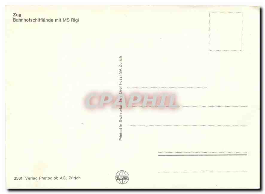 CPM Zug Bahnhofschifflande mit MS Rigi  — Rückseite