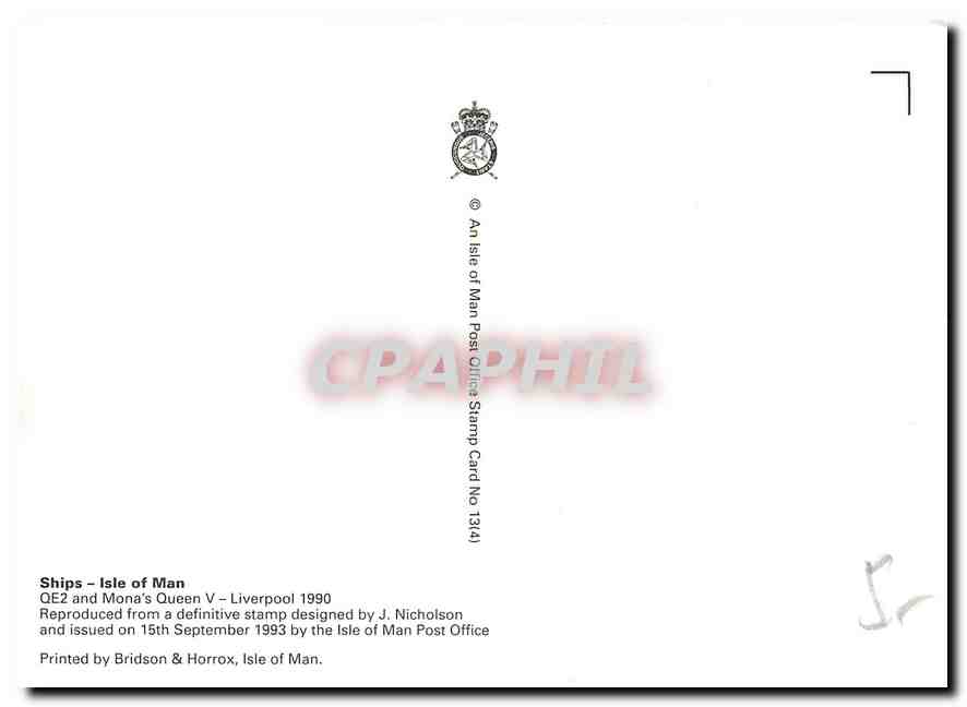 CPM Ships Isle of Man QE2 and Mona's Queen V Liverpool 1990  — Rückseite