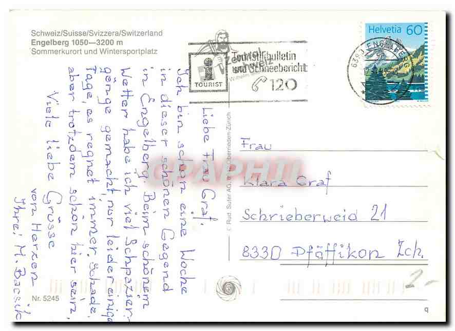 CPM Engelberg Sommerkurort und Wintersportplatz  — Rückseite