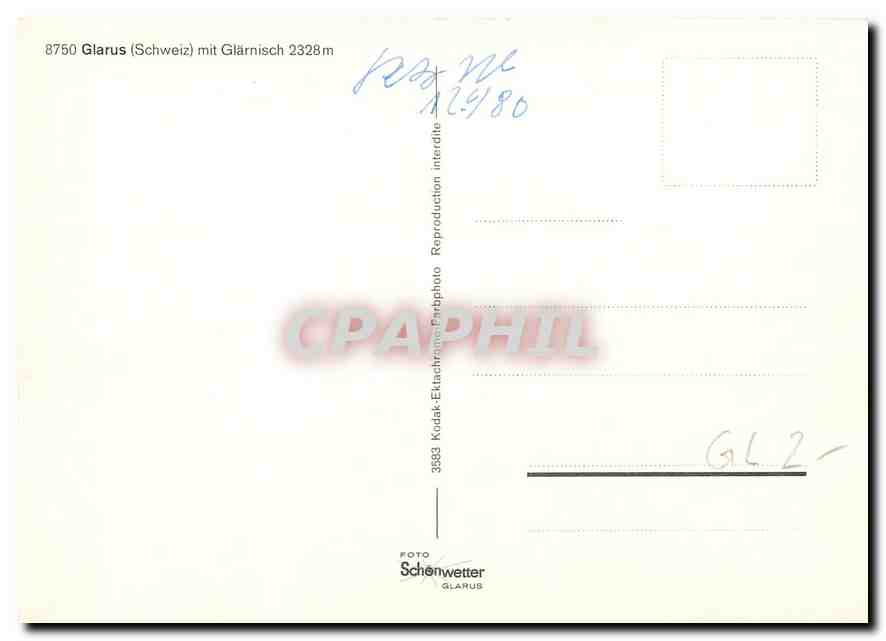 CPM Glarus Schweiz mit Glarnisch  — Rückseite