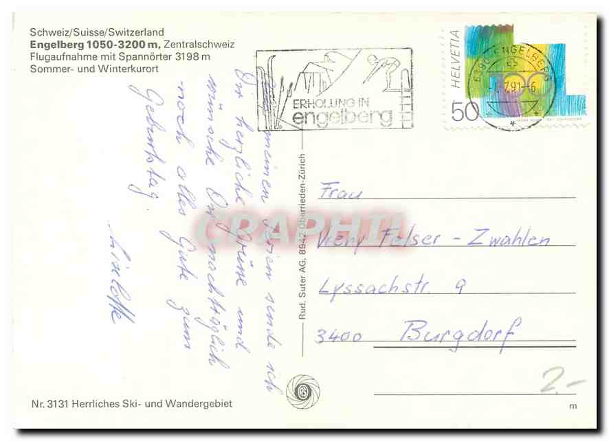 CPM Switzerland Engelberg Zentralschweiz  — Rückseite