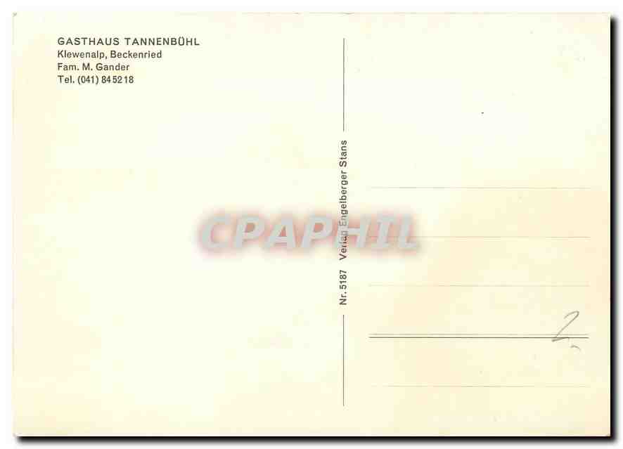 CPM Gasthaus Tannenbuhl Klewenalp Beckenried  — Rückseite