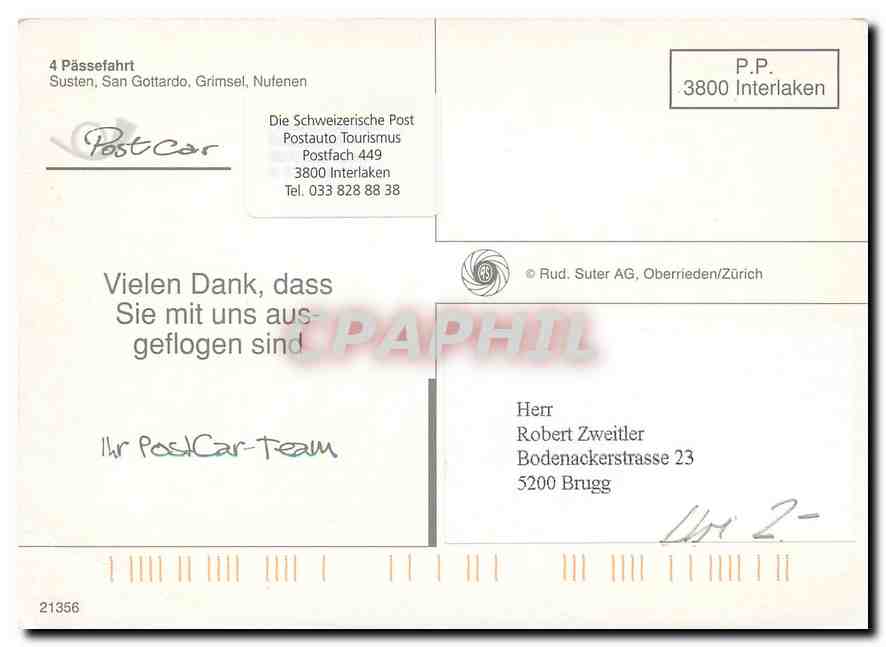 CPM Susten San Gottardo Grimsel Nufenen  — Rückseite