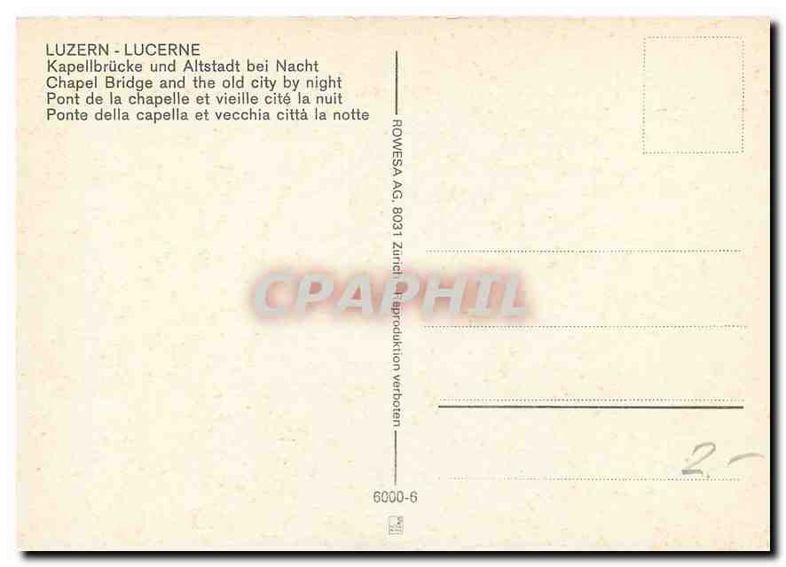 CPM Lucerne Pont de la chapelle et vieille cite la nuit  — Back