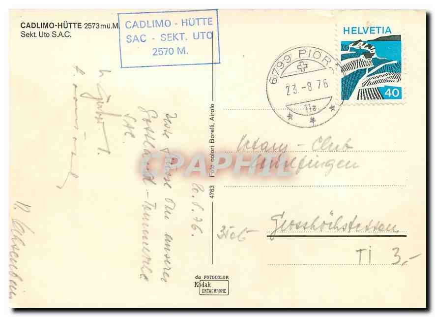 CPM Cadlimo Hutte  — Verso