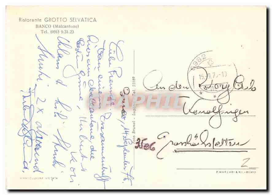 CPM Ristorante Grotto Selvatica Banco Malcantone  — Verso