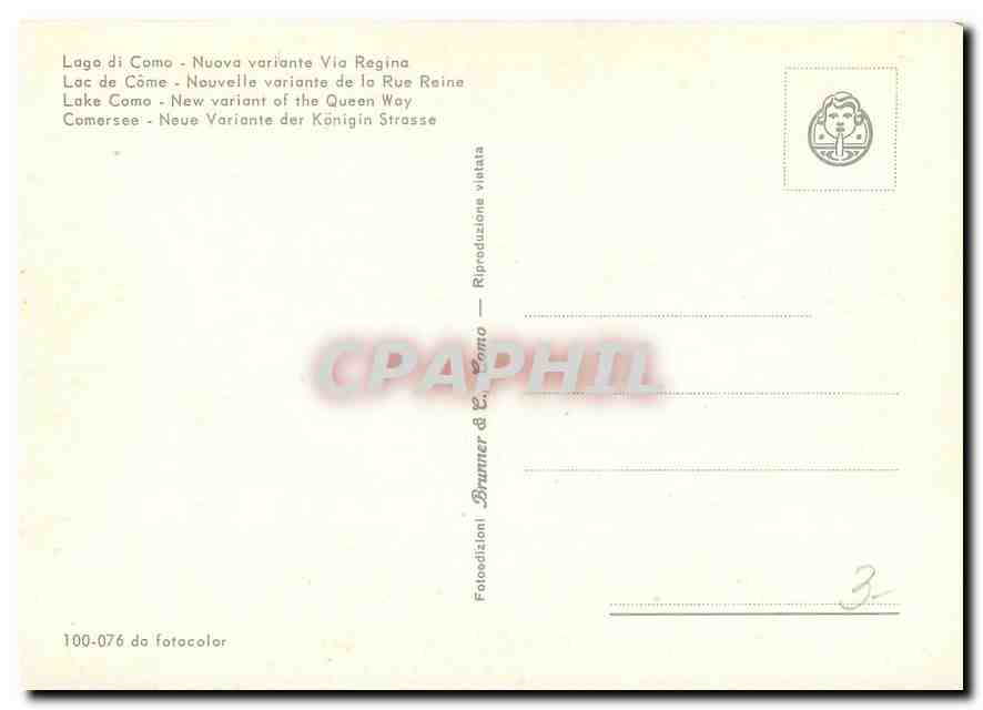 CPM Lac de Come Nouvelle variante de la Rue Reine  — Verso