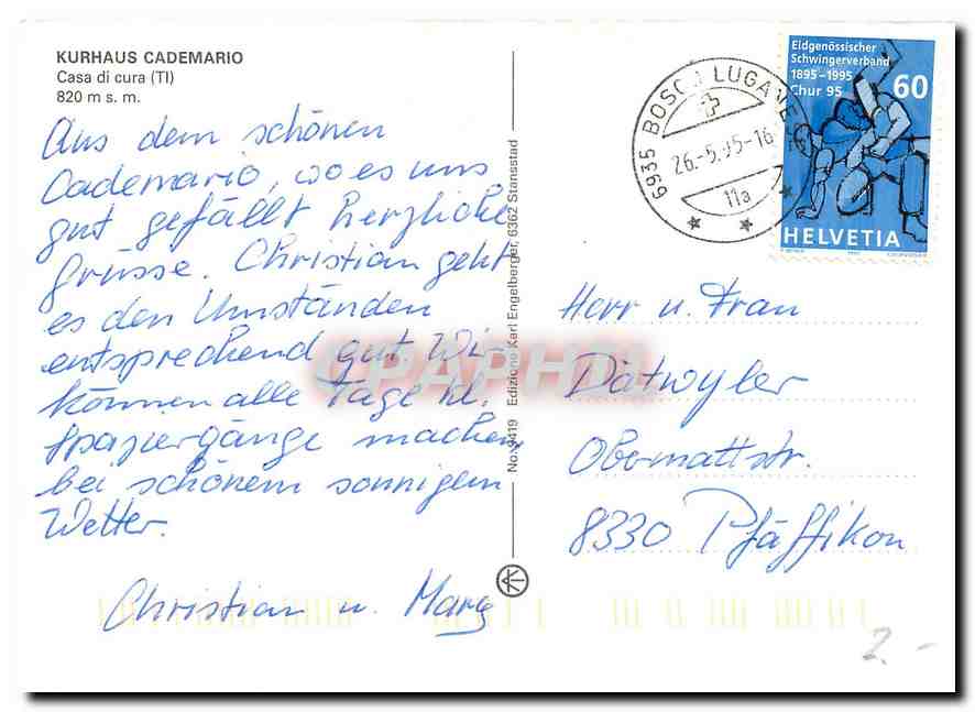 CPM Kurhaus Cademario  — Verso