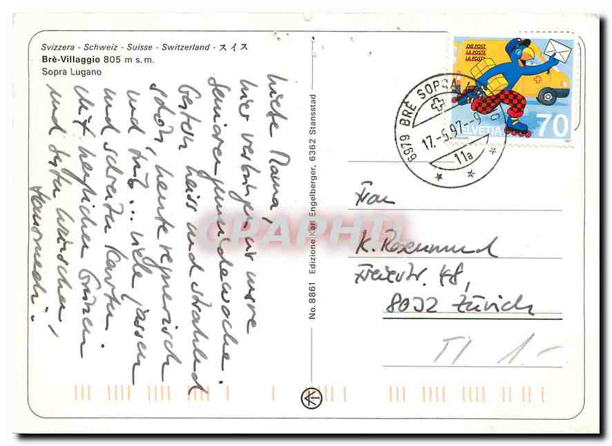 CPM Montebre Switzerland Bre Villaggio Sopra Lugano  — Verso