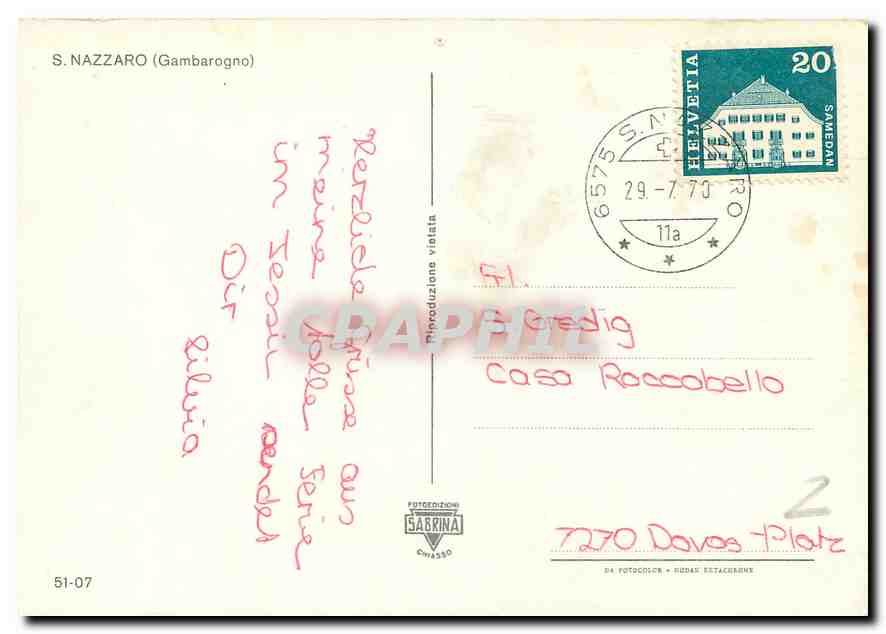 CPM Gambarogno S Nazzaro Lago Maggiore  — Verso