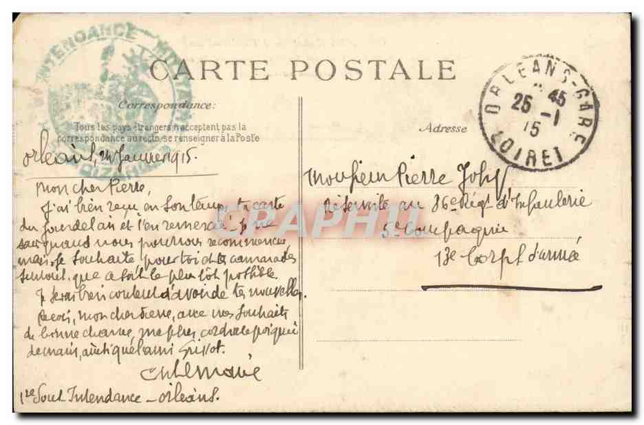 Orleans CPA Hotel de ville — Verso