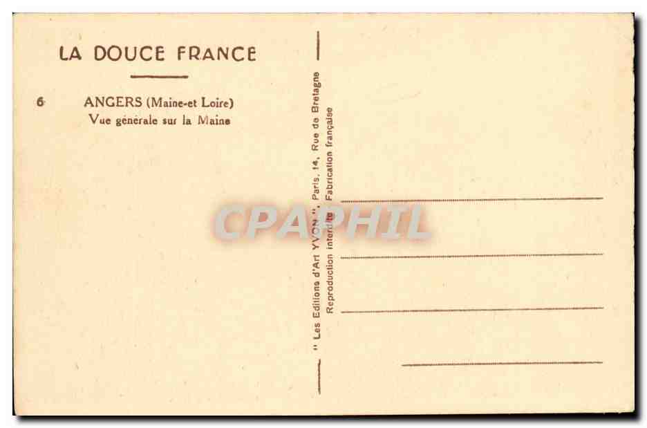 Angers CPA Vue generale sur la Maine — Rückseite