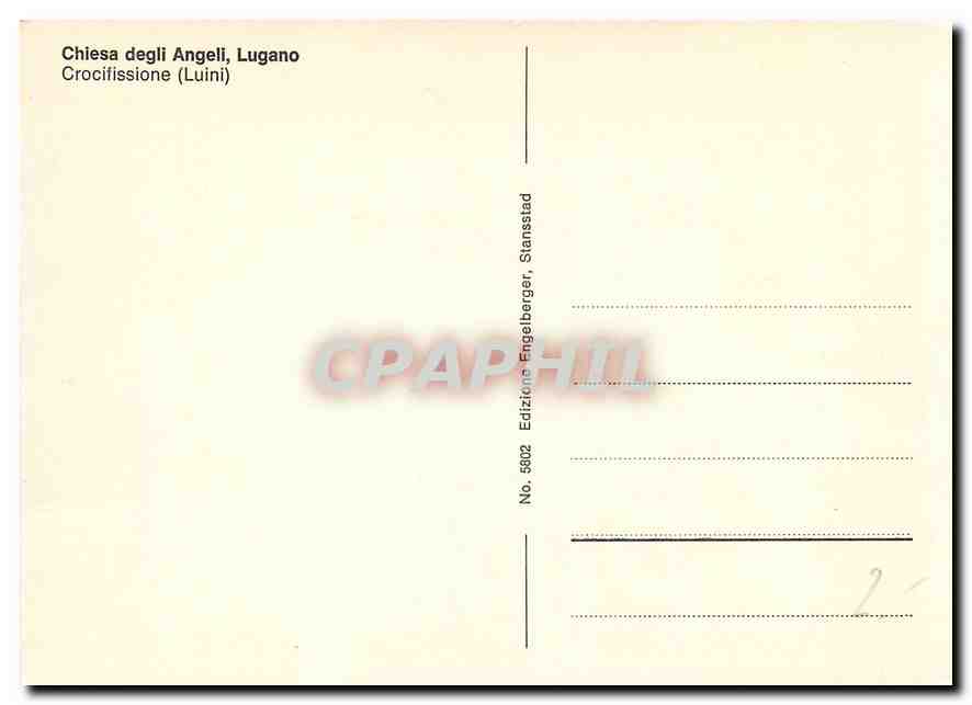 CPM Chlesa degli Angeli Lugano Crocifissione Luini  — Verso