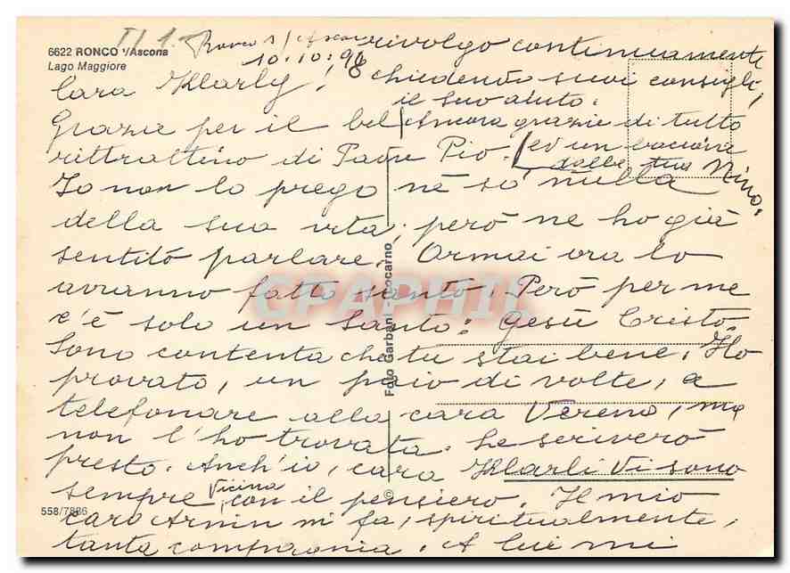 CPM Ronco Ascoras Lago Maggiore  — Verso