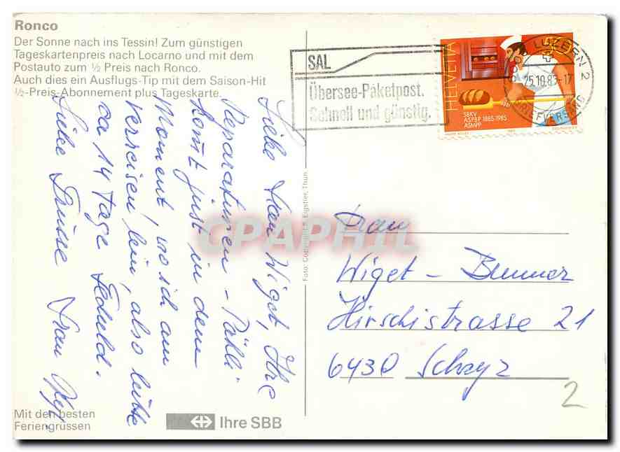 CPM Ronco Der Sonne nach ins Tessinl Zum gunstigen  — Verso