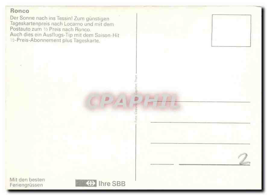 CPM Ronco Der Sonne nach ins Tessinl Zum gunstigen  — Verso