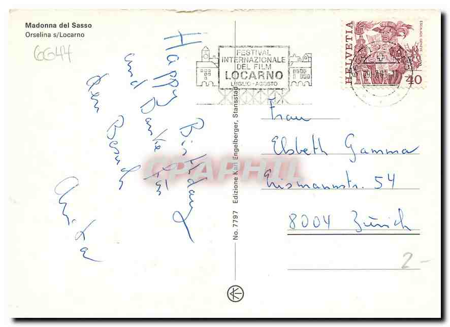 CPM Madonna del Sasso Orselina s Locarno  — Rückseite