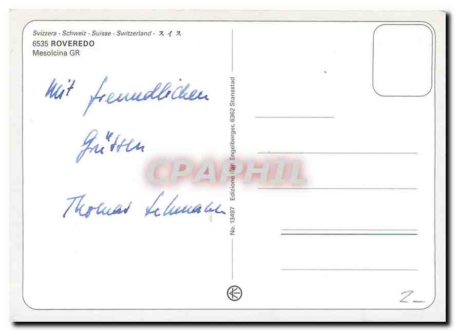 CPM Roveredo Mesolcina GR  — Rückseite