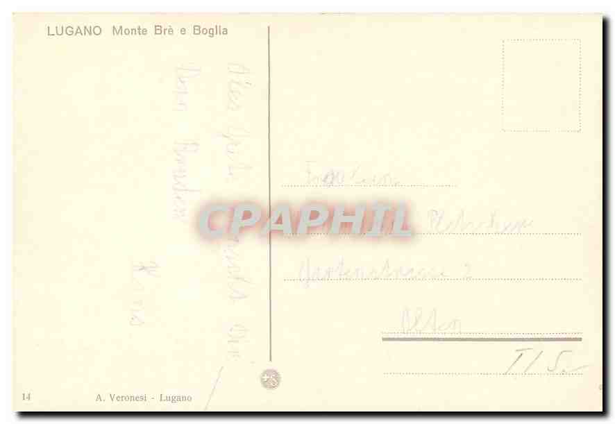 CPM Lugano Monte Bre e Boglia  — Verso