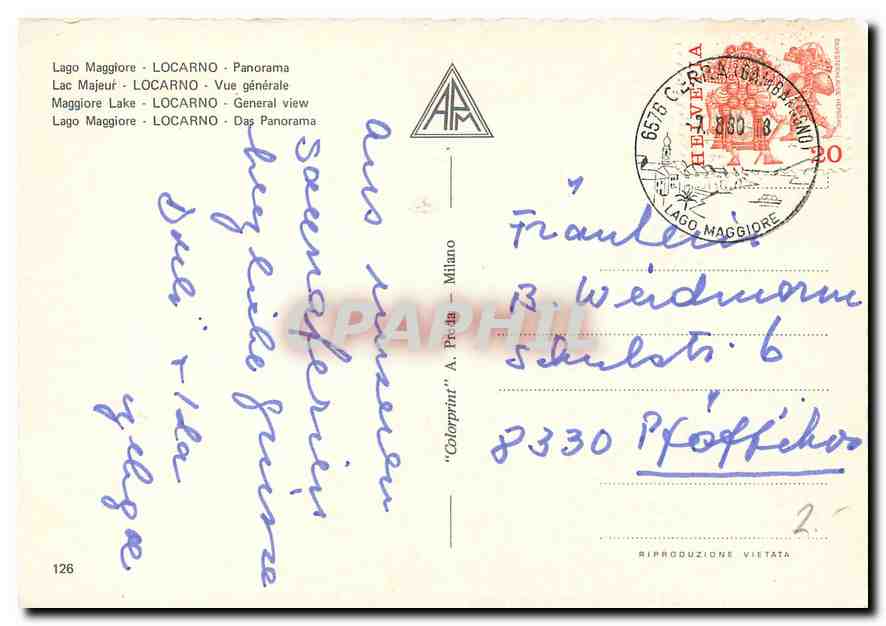 CPM Lac majeur Locarno Vue generale  — Verso