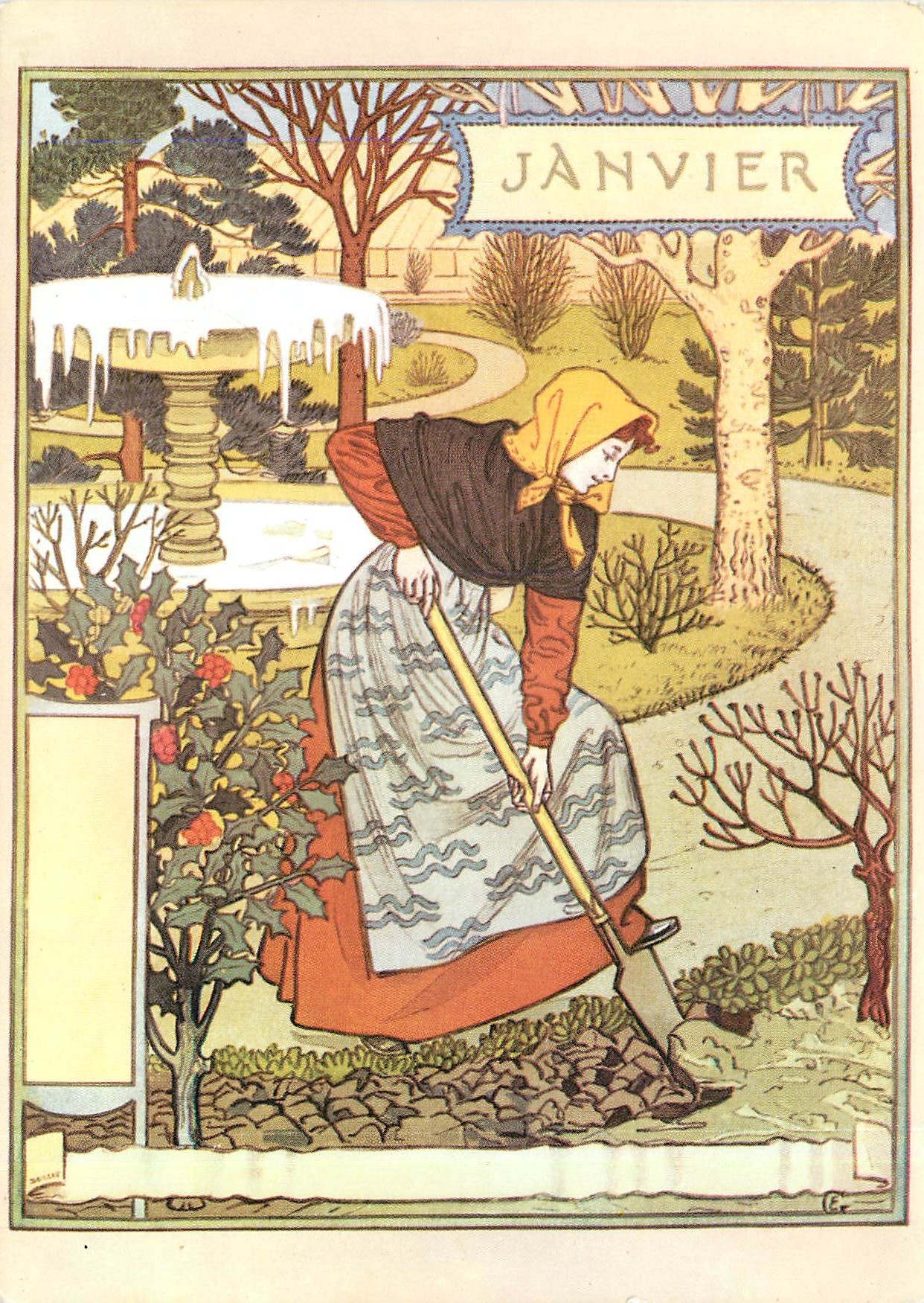 CPM Eugene Grasset La Belle Jardiniere Janvier Museum fur Kunst unt Gewerbe Hamburg 