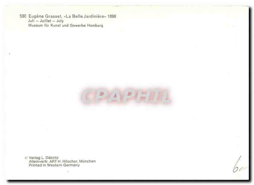 CPM Eugene Grasset La Belle Jardiniere Juillet Museum fur Kunst unt Gewerbe Hamburg  — Verso