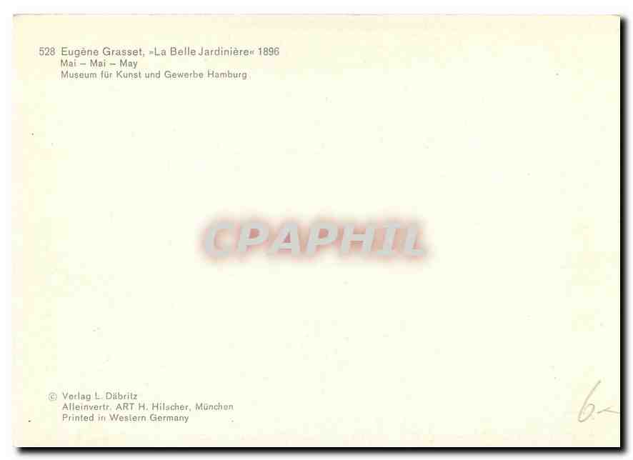 CPM Eugene Grasset La Belle Jardiniere Mai Museum fur Kunst unt Gewerbe Hamburg  — Verso