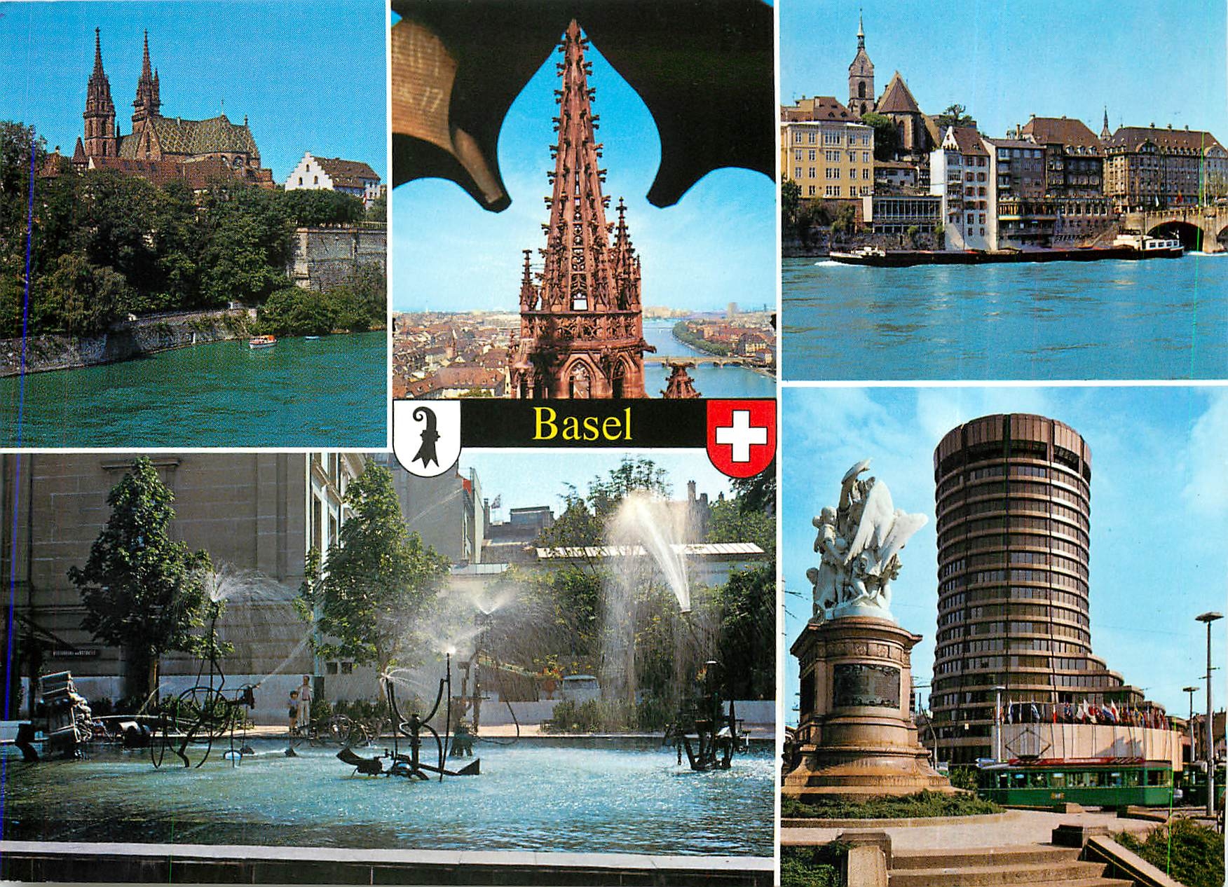 CPM Basel Das Munster Aussicht vom Munster Hauserfront am Rhein 