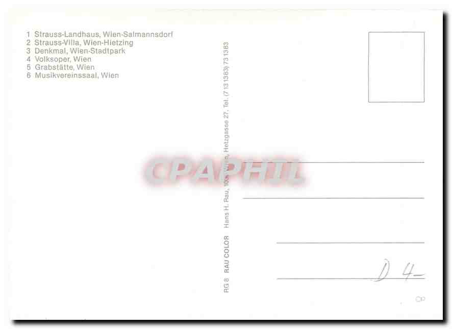 CPM Gedenkkarte Johann Strauss  — Verso
