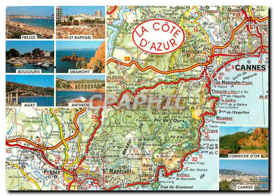 CPM La Cote d'Azur De Cannes Mougins a St Raphael Frejus 