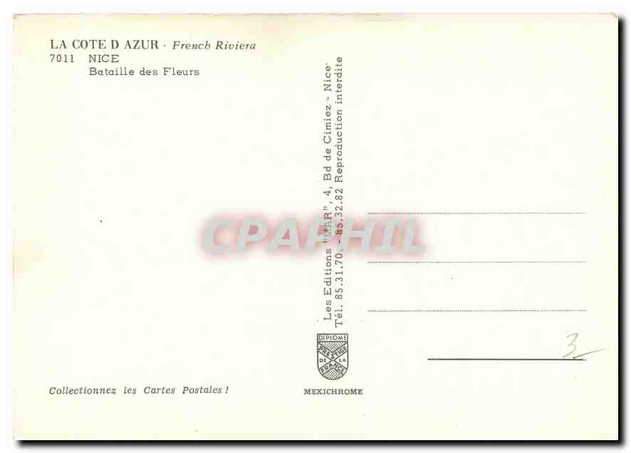 CPM Nice Bataille des Fleurs  — Rückseite