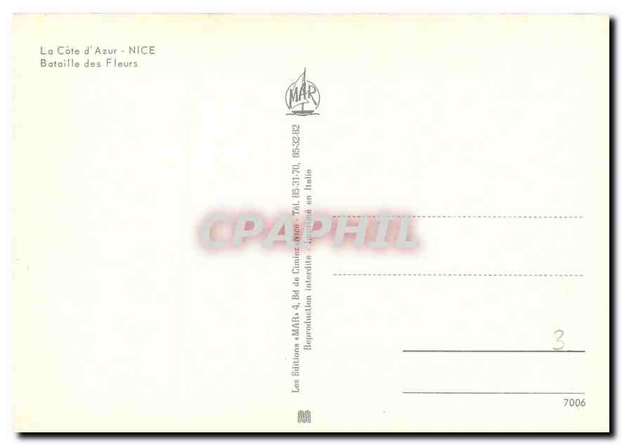 CPM La Cote d'Azur Nice Bataille des Fleurs  — Verso