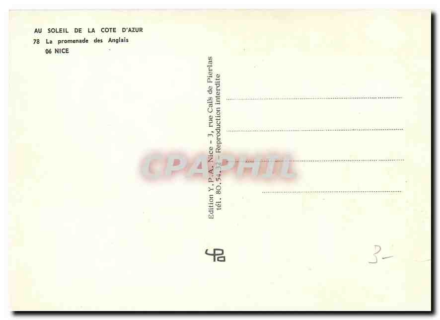 CPM Au Soleil de la Cote d'Azur La promenade des Anglais Nice  — Verso