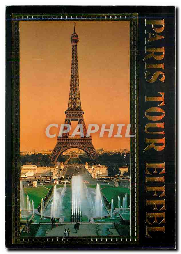 CPM Paris Tour Eiffel Les j'eaux du Trocadero le pont d'lena et la Tour Eiffel 
