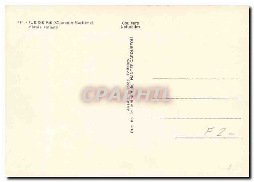 CPM Ile de Re Charente Maritime Marais salants  — Back