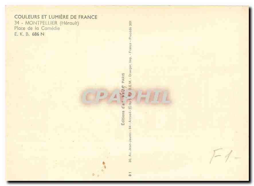 CPM Montpellier Herault Place de la Comedie  — Rückseite