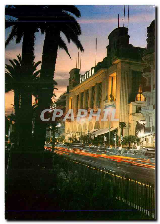 CPM Nice la nuit La Promenade des Anglais et le Palais de la Mediterranee 