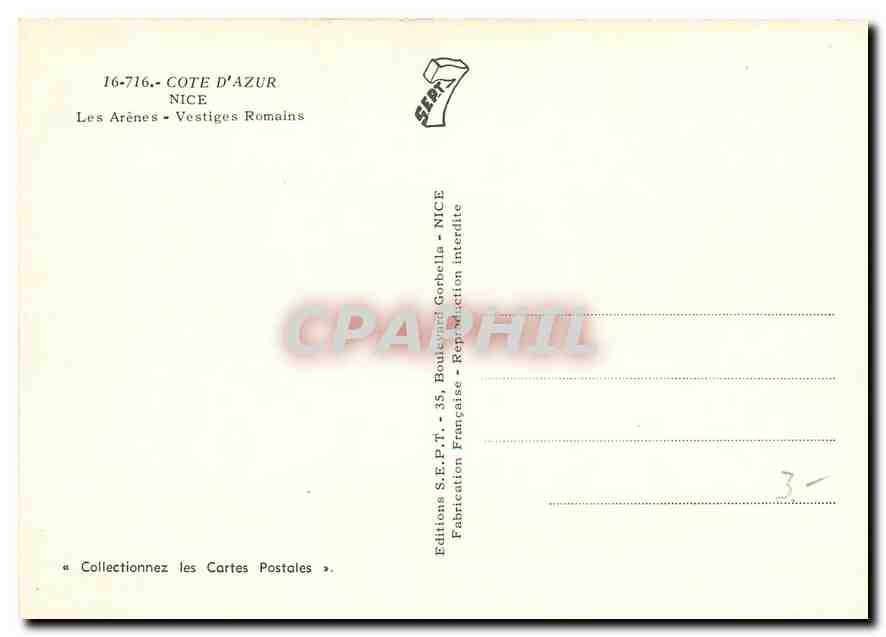 CPM Cote d'Azur Nice Les Arenes Vestiges Romains  — Rückseite