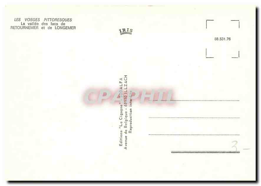 Les Vosges pittoresques — La vallée des lacs de Retournemer et de Longemer — Éditions 'Le Cigognes' - 89110 Illzach — Back