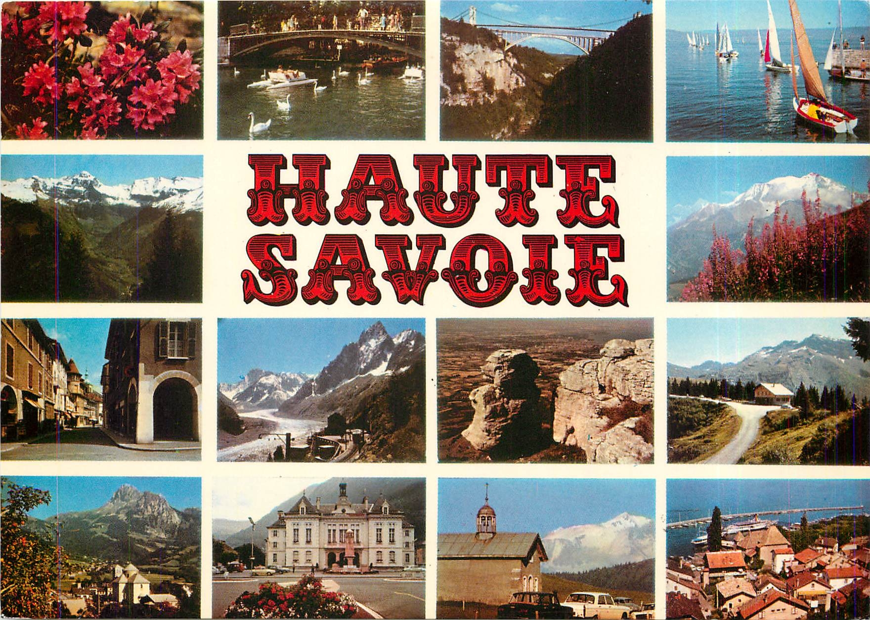CPM Haute Savoie Rhodondendrons Annecy Ponts de la Caille Regates a Evian 
