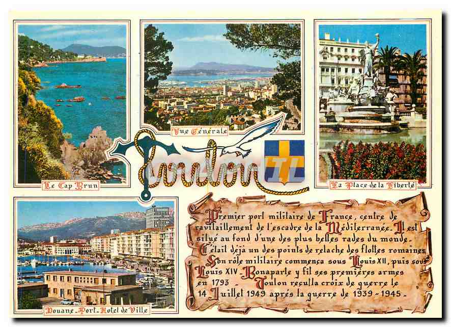 CPM Souvenir de Toulon Le Cap Brun Vue generale La place de la Liberte Douane Port Hotel de Ville