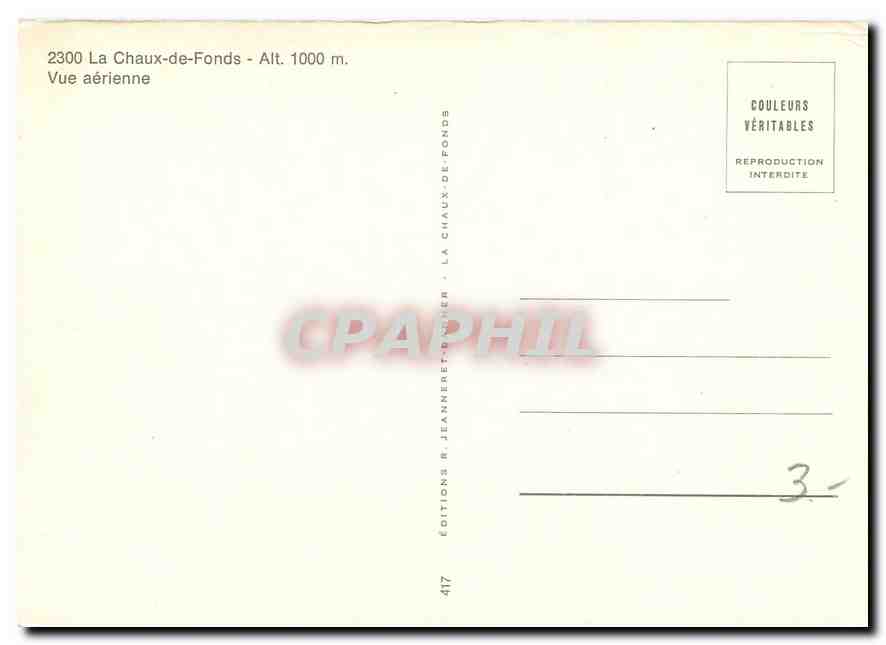 CPM La Chaux de Fonds Vue aerienne  — Rückseite