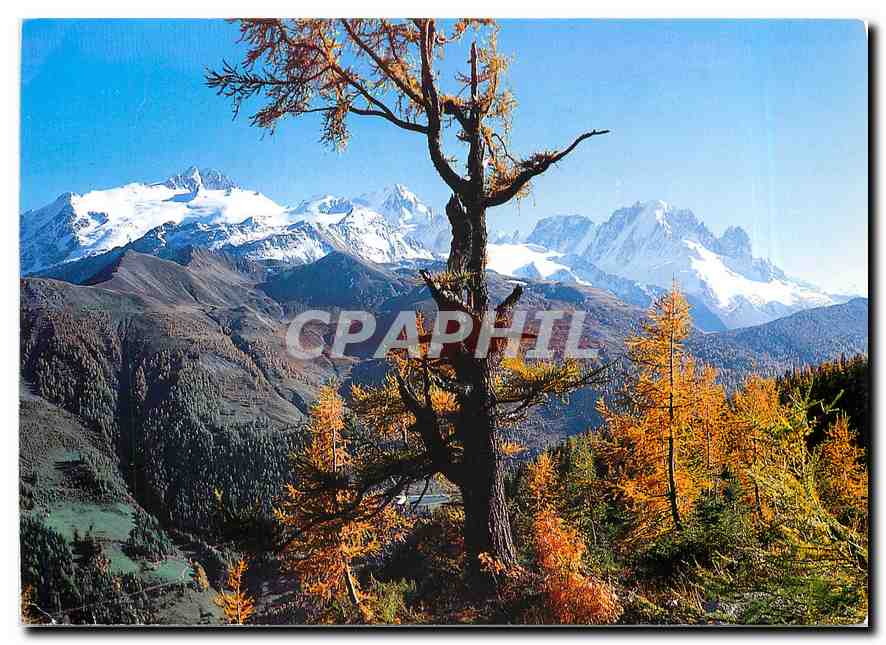 CPM Vue depuis Emosson sur Finhaut les Aiguilles du Tour le Chardonnet et l'Aiguille Verte Avec les 