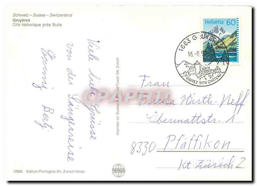 CPM Gruyeres Cite historique pres Bulle  — Rückseite