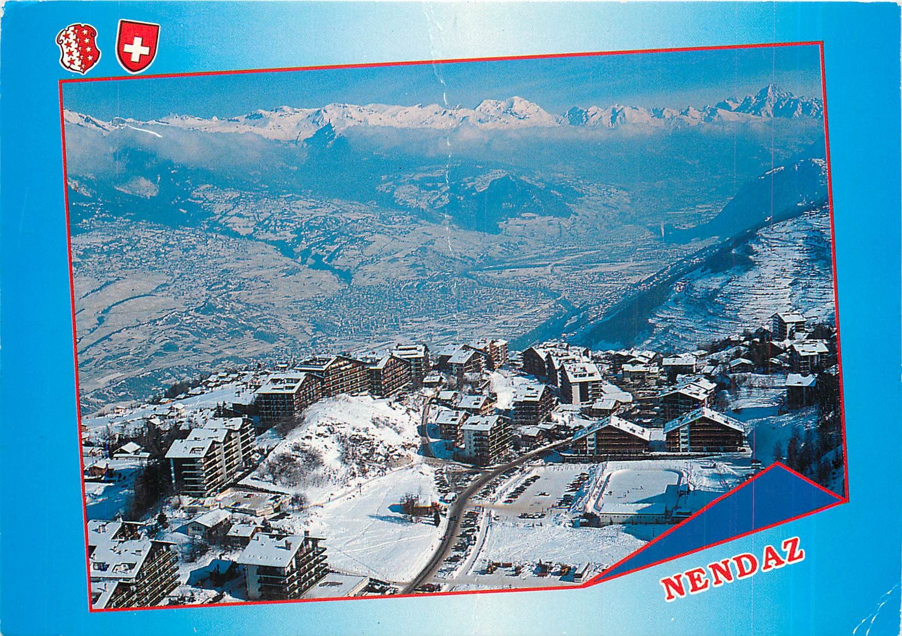 Nendaz — vue aérienne enneigée — Édition PERROCHET S.A.
