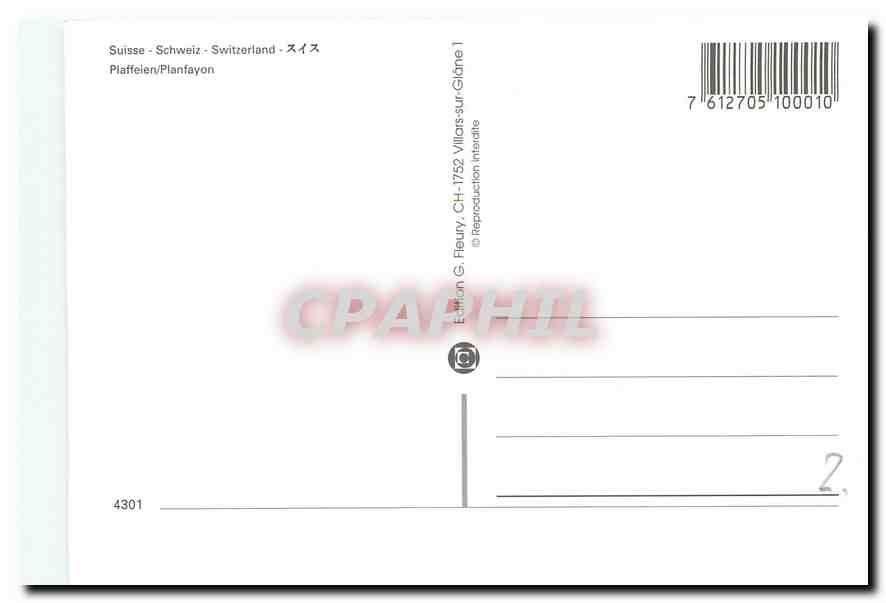 CPM Plaffeien Switzerland  — Verso