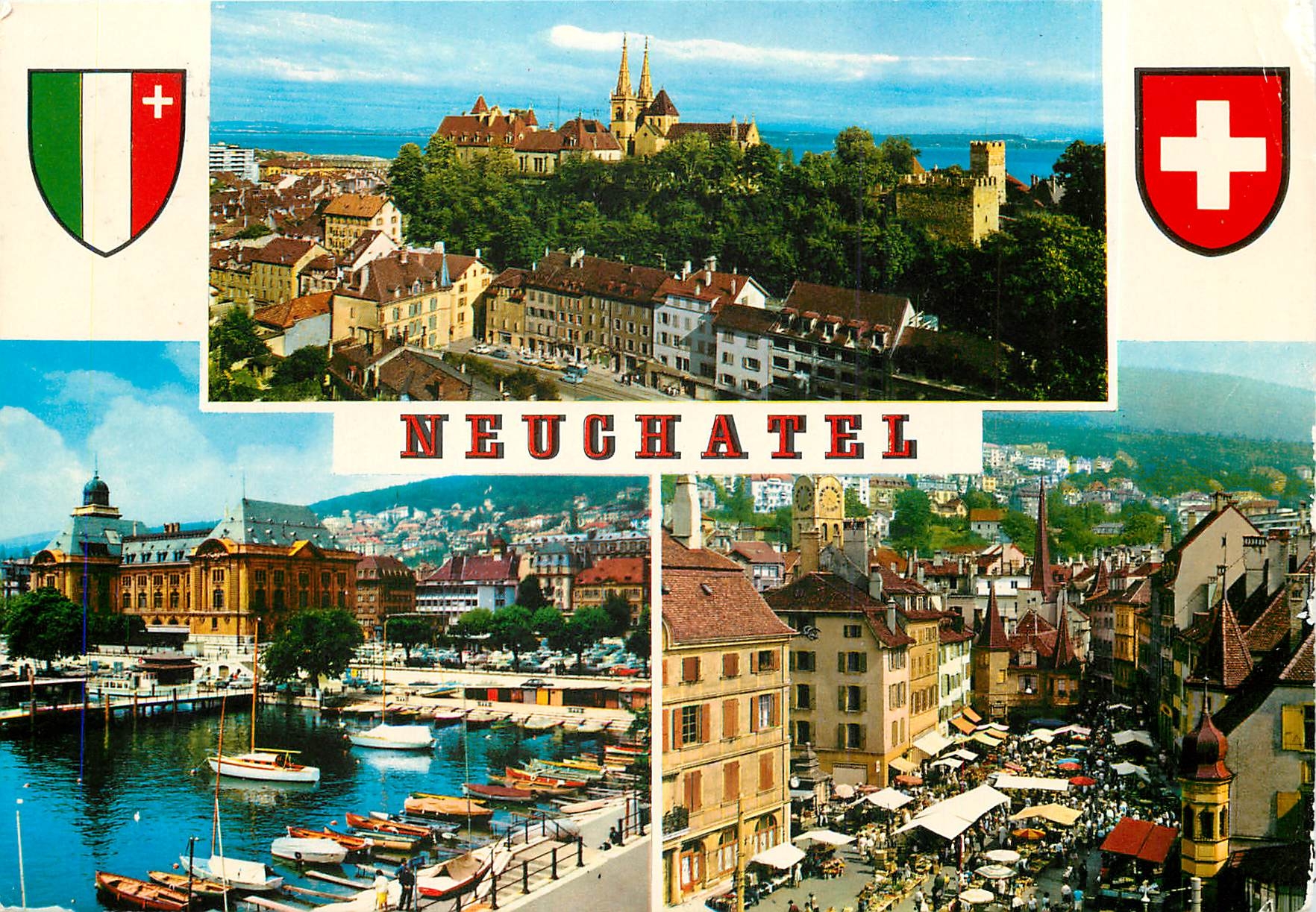 CPM Neuchatel La Collegiale le Chateau et les Remparts Le Port La Place des Halles 