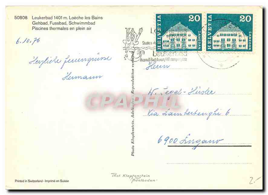 CPM Leukerbad Loeche les Bains Gehbad Fussbad Schwimmbad  — Back