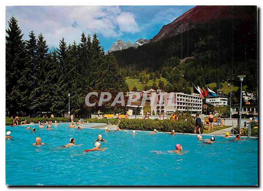CPM Leukerbad Loeche les Bains Schwimmbad mit Majinghorn 